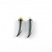 Hematite Tusk 7x35mm Pendant Gold/Silver Plated Cap